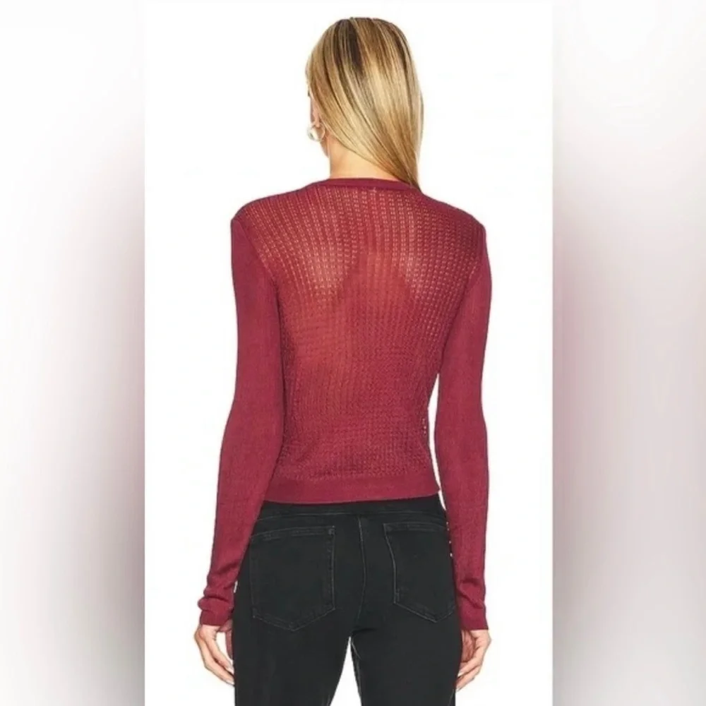 Free People NWT H20 Crew Neck Pullover Sheer Long Sleeve Mesh Raw Garnet
